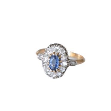 Bague 60 Bague Marguerite Saphir entourage Diamants 58 Facettes