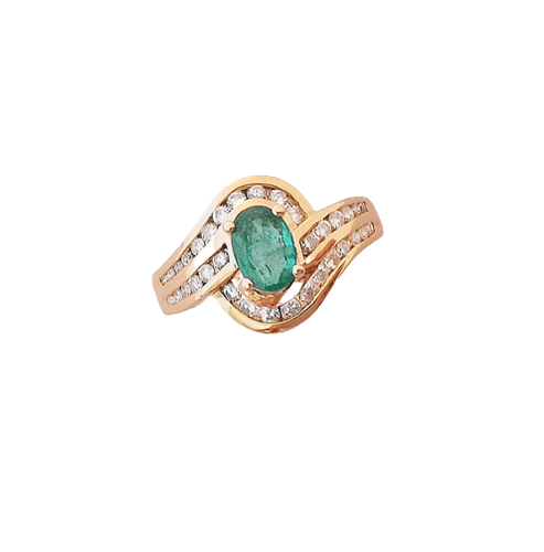 Bague Bague Emeraude Diamants Or jaune 58 Facettes AA 1488