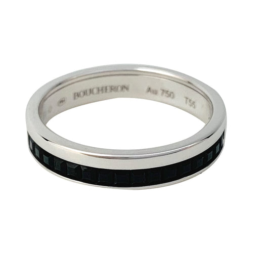 Bague 55 Alliance Boucheron modèle "Quatre Edition" en or blanc et PVD noir. 58 Facettes 29635-1