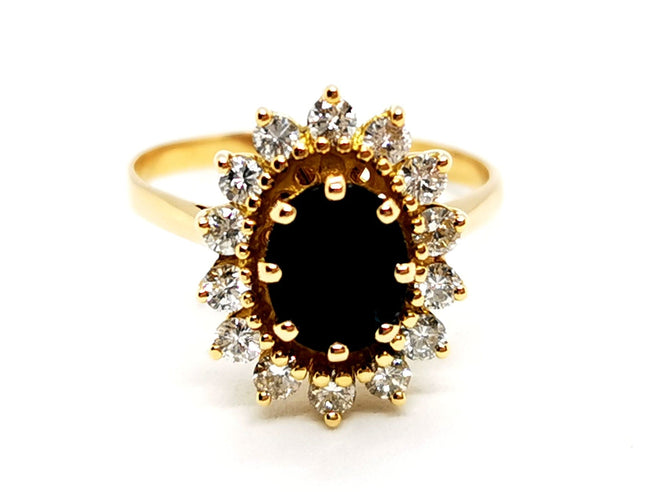 Bague 55 Bague Fleur Or jaune Saphir 58 Facettes 952717CN