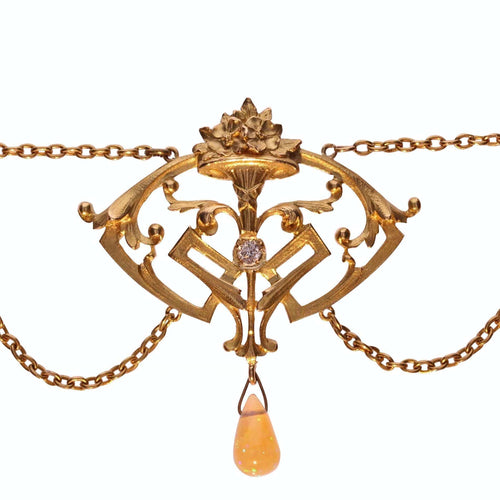 Collier Collier ancien art nouveau opales et diamant 58 Facettes 20-618