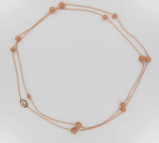 Collier Sautoir vermeil rose motifs ronds ciselés et camée 58 Facettes C8R