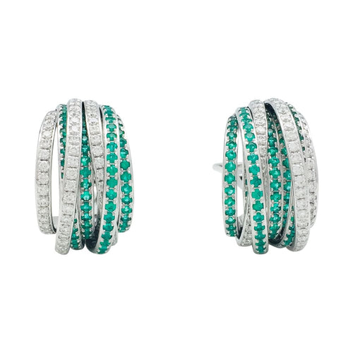 Boucles d'oreilles Boucles d'oreilles De Grisogono, modèle "Allegra", émeraudes et diamants. 58 Facettes 28233