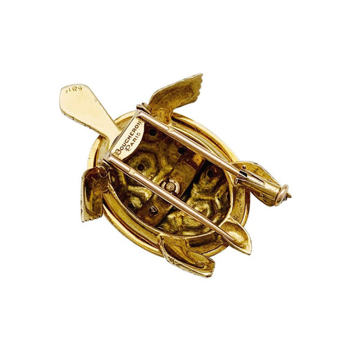 Broche Broche Boucheron tortue or jaune, émail et saphir. 58 Facettes 29701