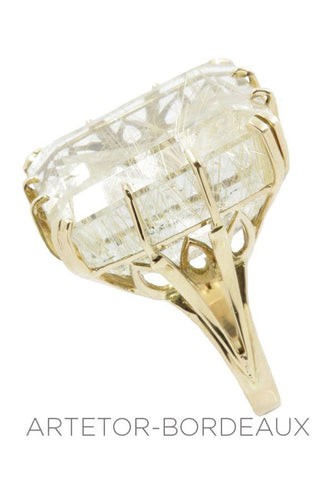 Bague 53 Bague moderne quartz rutile 58 Facettes 27391
