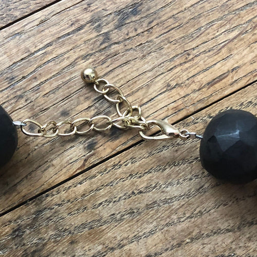 Collier Collier perles facettées en ébène et feuilles d'or 58 Facettes EBEC2