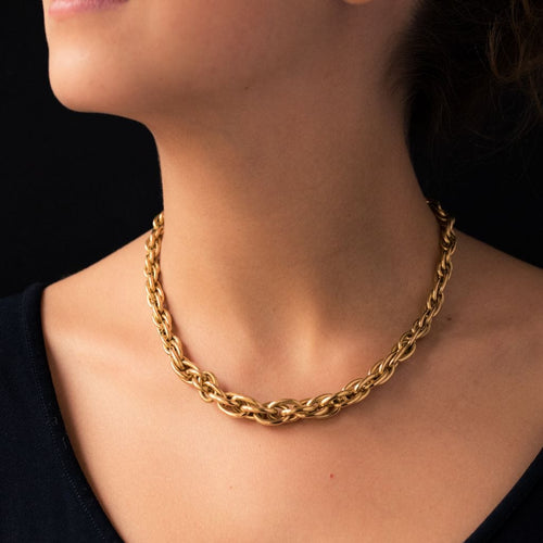 Collier Collier or jaune maille imbriquée 58 Facettes 19-556