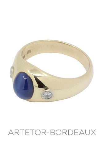 Bague 64 Jonc anglais saphir étoilé et diamants 58 Facettes 34631