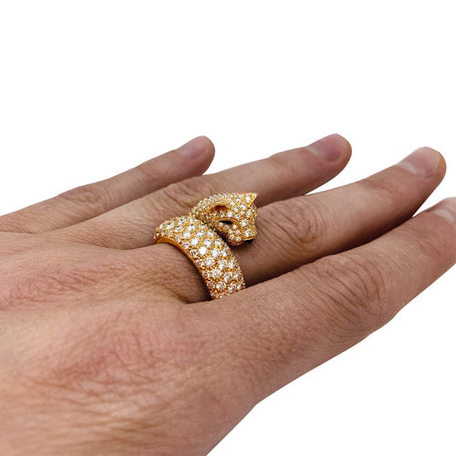 Bague 53 Bague Cartier "Panthère de Cartier" en or jaune, diamants, émeraudes et onyx. 58 Facettes 29384-1