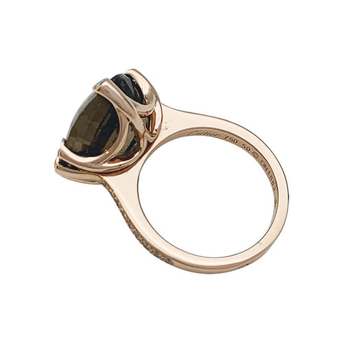 Bague 50 Bague Cartier "Inde Mystérieuse" en or rose, quartz fumé et diamants. 58 Facettes 30018