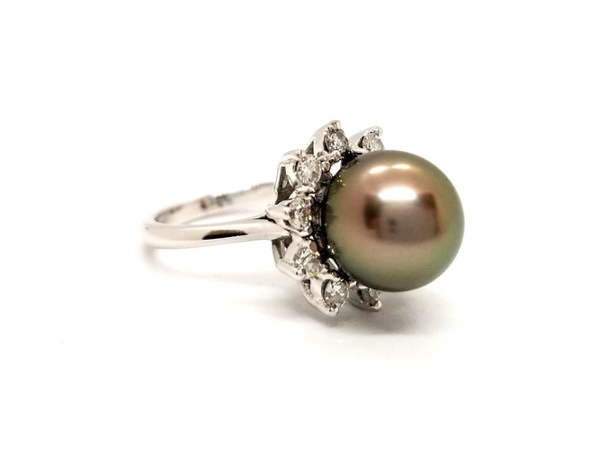 Bague 49 Bague Or blanc Perle 58 Facettes 878707CN
