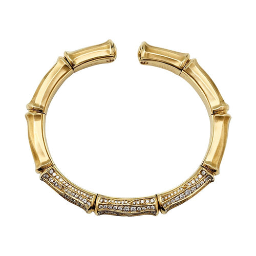 Bracelet Bracelet Cartier, "Bamboo", or jaune, diamants. 58 Facettes 30114