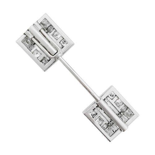 Broche Epingle de jabot Art Déco en or blanc et platine, diamants. 58 Facettes 30135