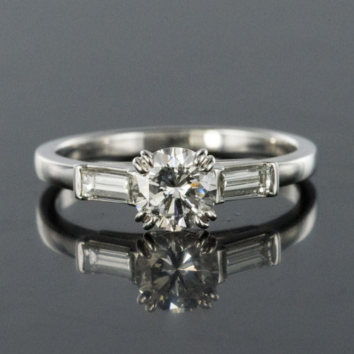 Bague 54 Solitaire diamant et diamants baguette 58 Facettes 16-060-54