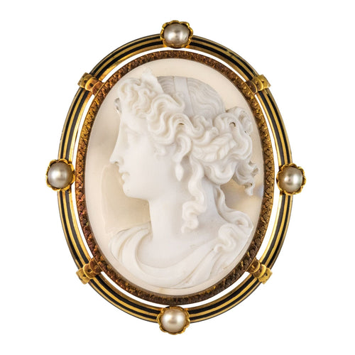 Broche Broche ancienne Camée sur Agate et Perles fines 58 Facettes 99-327