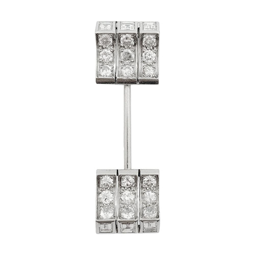Broche Epingle de jabot Art Déco en or blanc et platine, diamants. 58 Facettes 30135