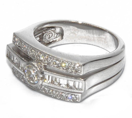 Bague Bague rectangulaire Or gris et diamants 58 Facettes