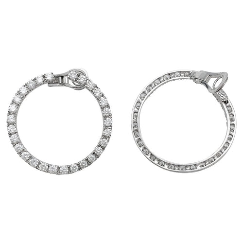 Boucles d'oreilles Boucles d'oreille Créoles en or blanc et diamants. 58 Facettes 30140
