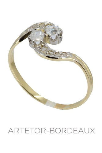 Bague 57 Toi et moi ancien diamants 58 Facettes 31371