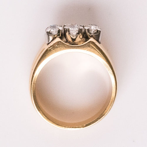 Bague 51 Bague tank or jaune 3 diamants 58 Facettes 20-153-54