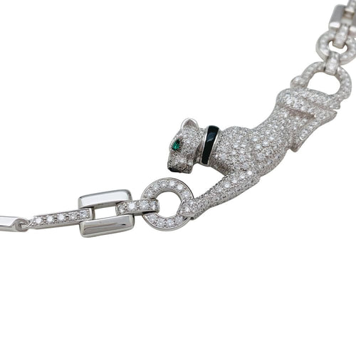 Collier Collier Cartier "Panthère" en or blanc, diamants, émeraude et onyx. 58 Facettes 29385