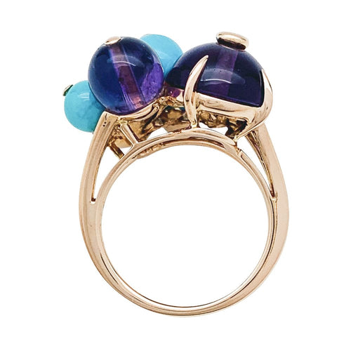 Bague 50 Bague Cartier "Délices de Goa" or jaune, diamant, turquoises, améthystes. 58 Facettes 30016