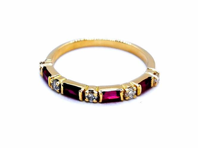 Bague 51 Bague Demie Alliance Or jaune Rubis 58 Facettes 1048330CN