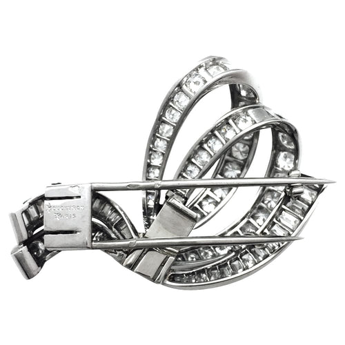 Clip Double clip Boucheron, "Noeud" en platine, or blanc et diamants. 58 Facettes 27909