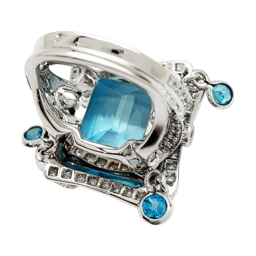 Bague 52 Bague Edouard Nahum "Sterina" or blanc diamants et topaze 58 Facettes 30314