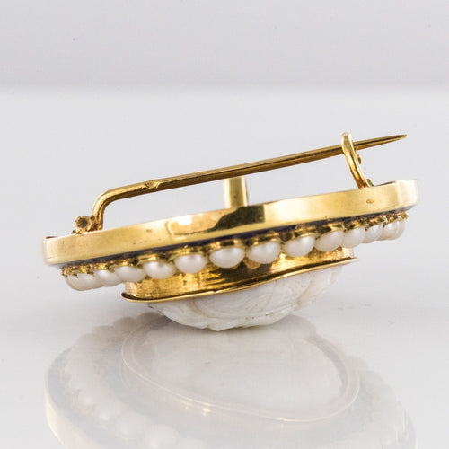 Broche Broche Camée email bleu perles 58 Facettes 14-105-8377620