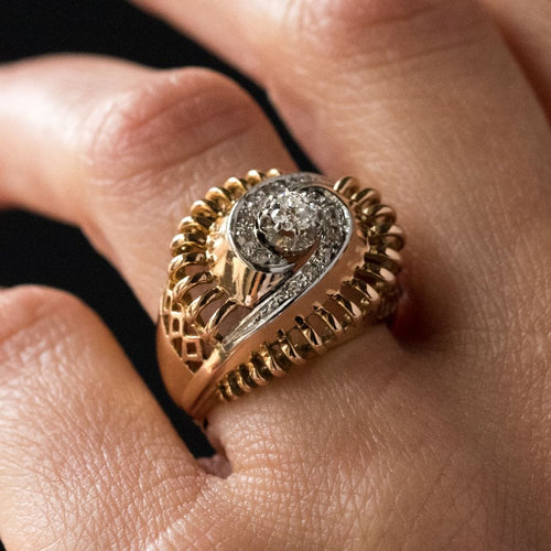 Bague 51 Bague rétro tourbillon de diamants 58 Facettes 19-084-55
