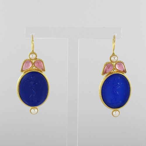 Boucles d'oreilles Boucles d'oreilles intaille perle et cristaux 58 Facettes SO059