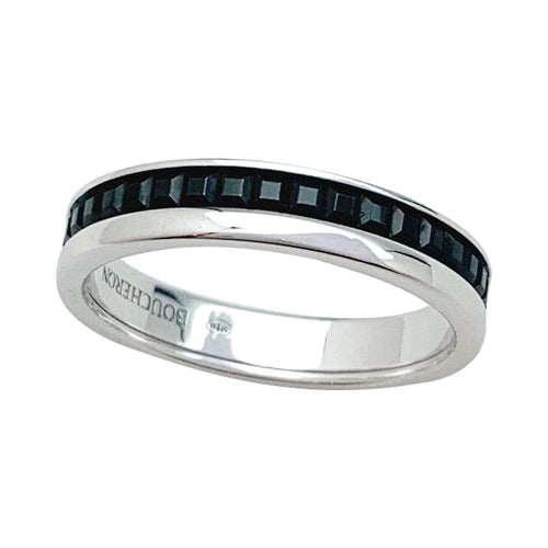 Bague 55 Alliance Boucheron modèle "Quatre Edition" en or blanc et PVD noir. 58 Facettes 29635-1