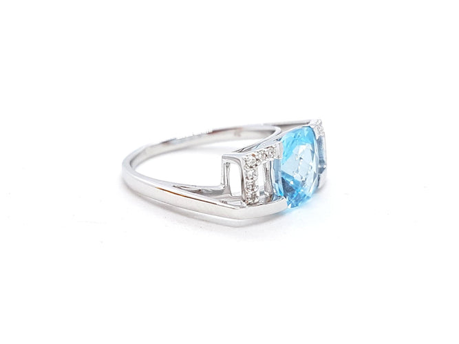 Bague 54 Bague Or blanc Topaze 58 Facettes 00710CN