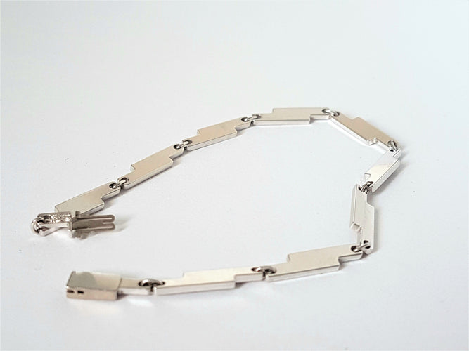 Bracelet Dinh Van Bracelet Seventies Or blanc Diamant 58 Facettes 00014GD