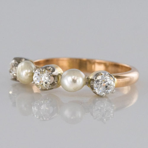 Bague 53 Bague ancienne jarretière perles fines diamants 58 Facettes 19-194