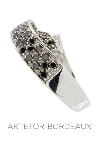 Bague 51 Bague diamants noirs et blancs 58 Facettes 12531