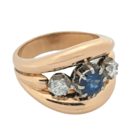 Bague Bague or rose diamants et saphir 58 Facettes 25506