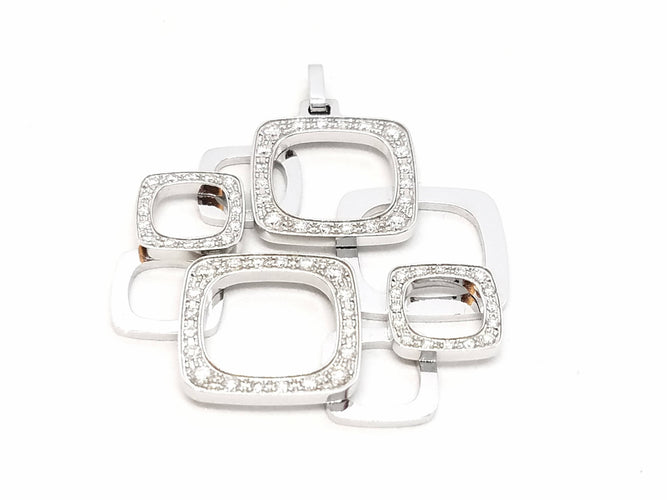Pendentif Dinh Van Pendentif Impression Or blanc Diamant 58 Facettes 00036GD