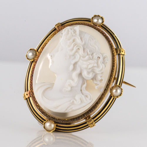 Broche Broche ancienne Camée sur Agate et Perles fines 58 Facettes 99-327