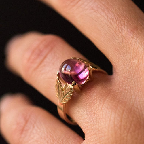 Bague 52 Bague tourmaline et feuilles d'or 58 Facettes 17-058B-52