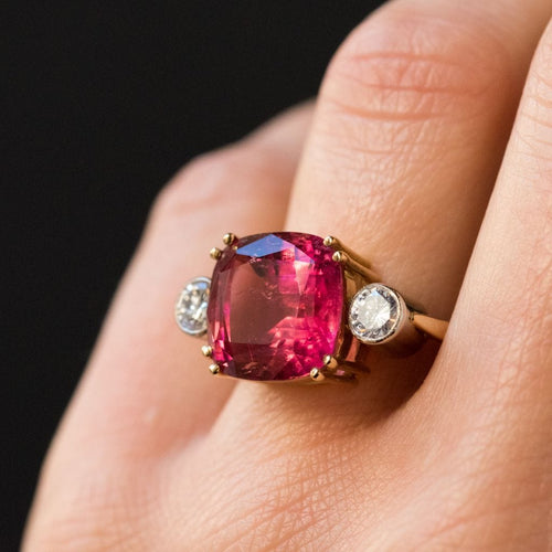 Bague 54 Bague tourmaline coussin et diamants 58 Facettes 18-154-54