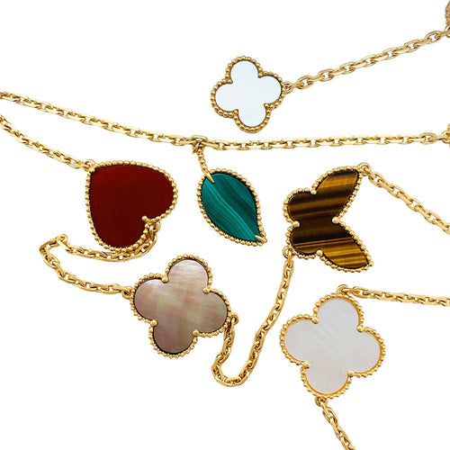 Collier Sautoir Van Cleef & Arpels "Lucky Alhambra" en or jaune et pierres dures. 58 Facettes 30604