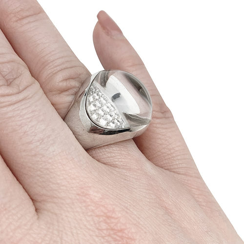 Bague 54 Bague Cartier "Myst" en or blanc, cristal de roche et diamants. 58 Facettes 30405