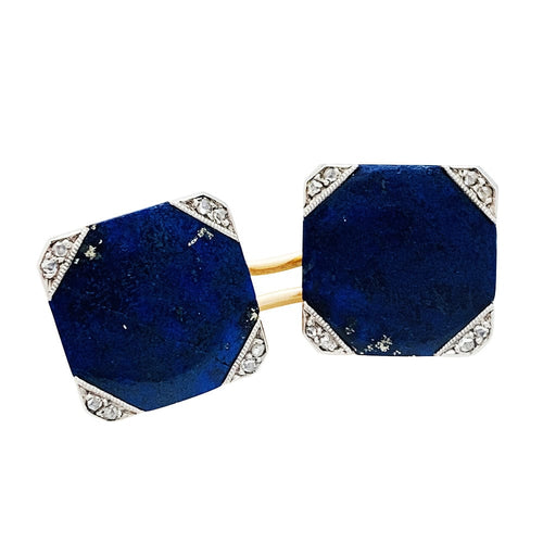 Boutons de manchette Boutons de manchette Art Déco en or rose, platine, diamants et lapis lazuli. 58 Facettes 30246