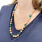 Collier Sautoir boules corail, chrysoprases, intercalaires or jaune. 58 Facettes 30348