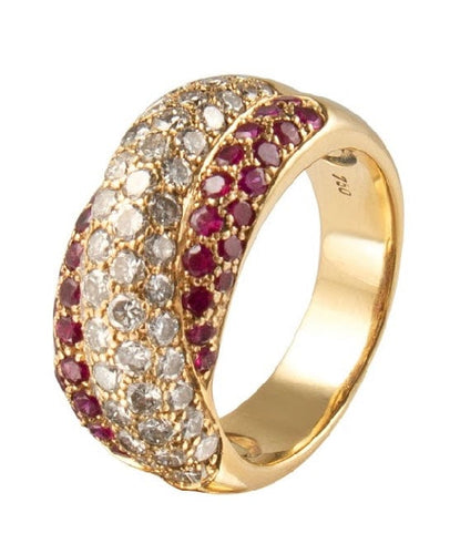 55-56 Bague Rubis et Diamants or jaune 58 Facettes
