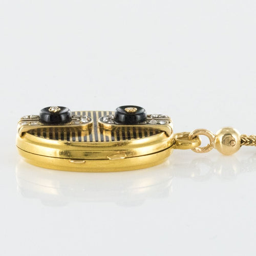 Collier Collier ancien médaillon et coulants émaillés et diamants 58 Facettes 18-357