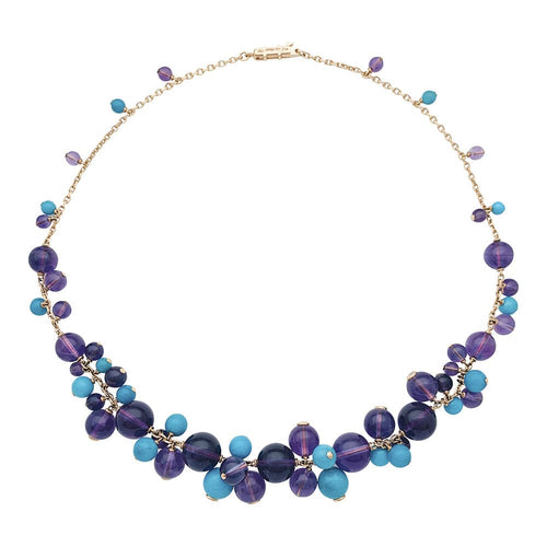 Collier Collier Cartier "Délices de Goa" en or jaune, améthyste, turquoises et diamants. 58 Facettes 30007