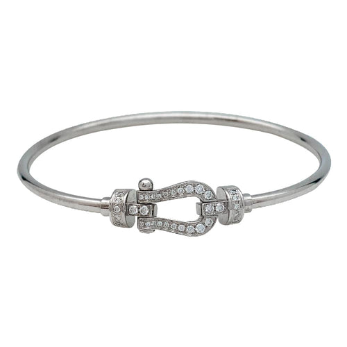 Bracelet Bracelet Fred "Force 10" moyen modèle en or blanc et diamants. 58 Facettes 29902